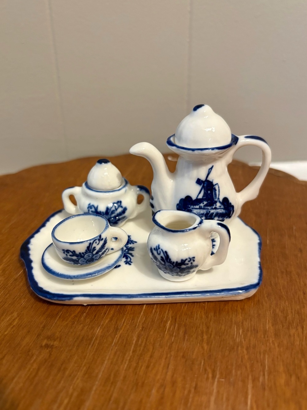 Vintage Blue and White Miniature Delft Tea Set